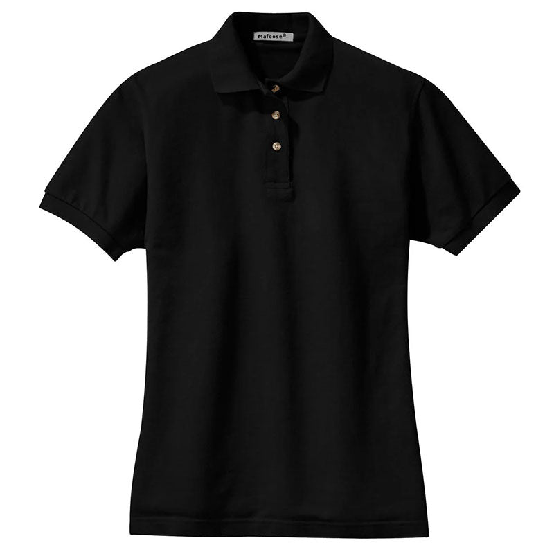 Women's Short Sleeve Heavyweight Cotton Soft Pique Polo T-shirt Black