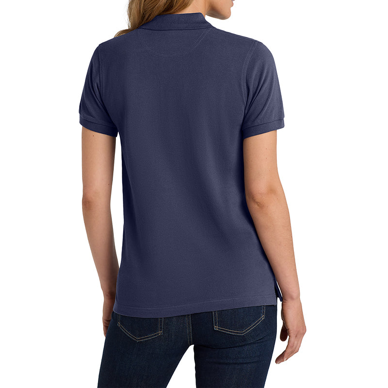 Women's Short Sleeve Heavyweight Cotton Soft Pique Polo T-shirt Navy
