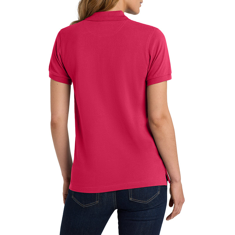 Women's Short Sleeve Heavyweight Cotton Soft Pique Polo T-shirt Red