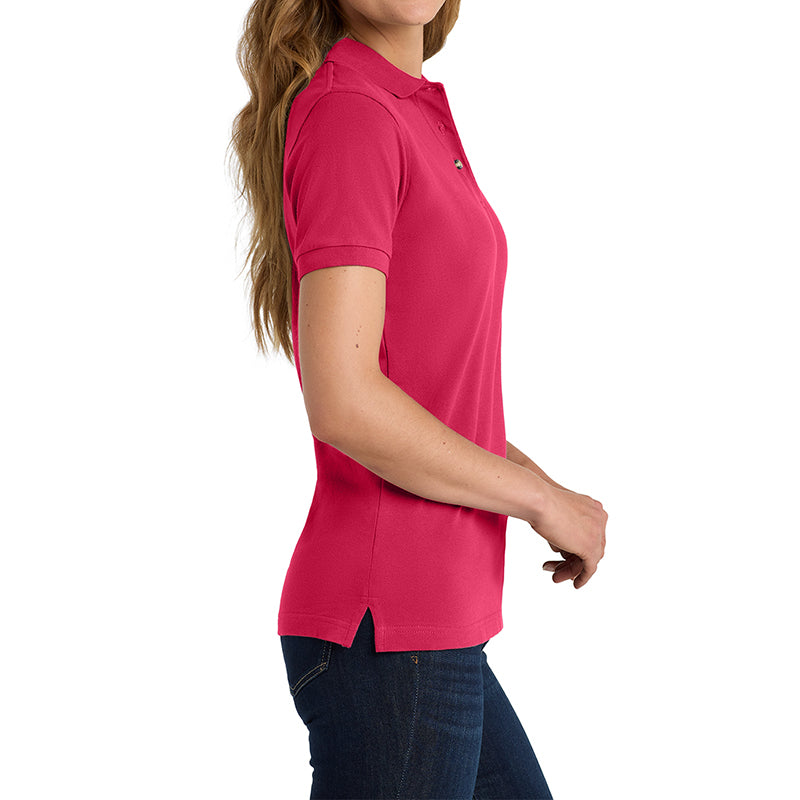 Women's Short Sleeve Heavyweight Cotton Soft Pique Polo T-shirt Red