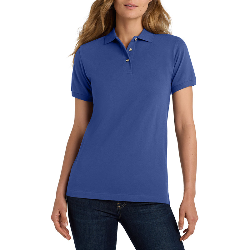 Women's Short Sleeve Heavyweight Cotton Soft Pique Polo T-shirt Royal
