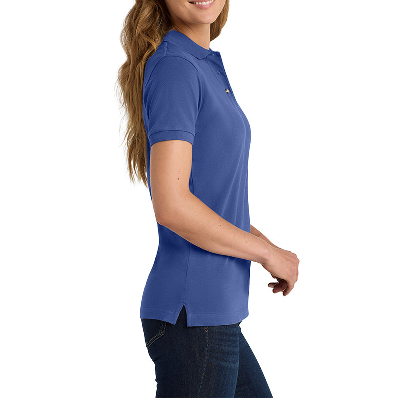 Women's Short Sleeve Heavyweight Cotton Soft Pique Polo T-shirt Royal