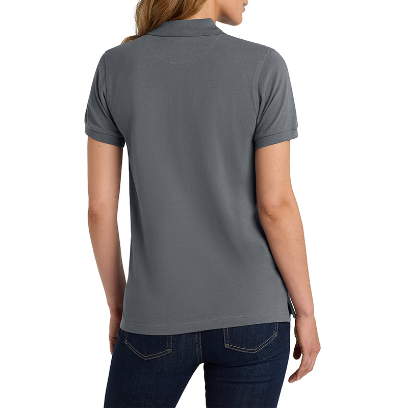 Women's Short Sleeve Heavyweight Cotton Soft Pique Polo T-shirt Steel Grey