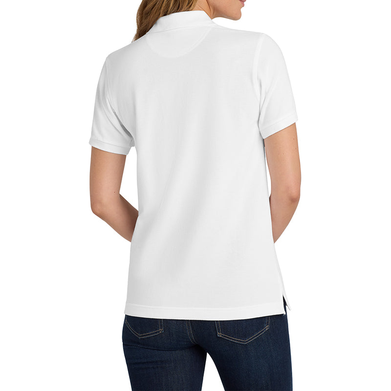 Women's Short Sleeve Heavyweight Cotton Soft Pique Polo T-shirt White