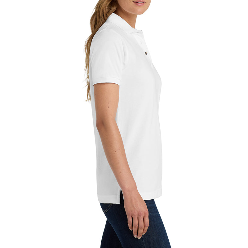 Women's Short Sleeve Heavyweight Cotton Soft Pique Polo T-shirt White