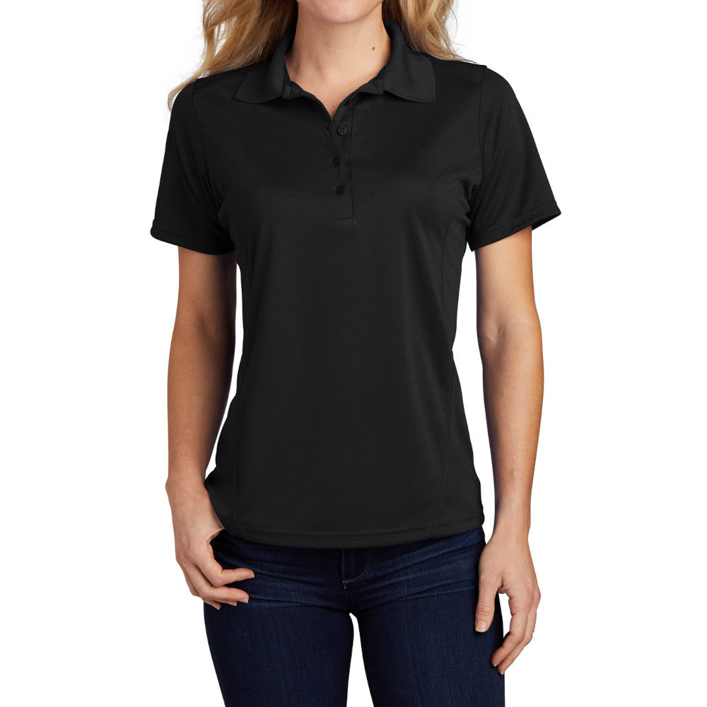 Women's Dry Zone Raglan Accent Polo Moisture-Wicking Odor-Fighting Breathable Performance Shirt-Black