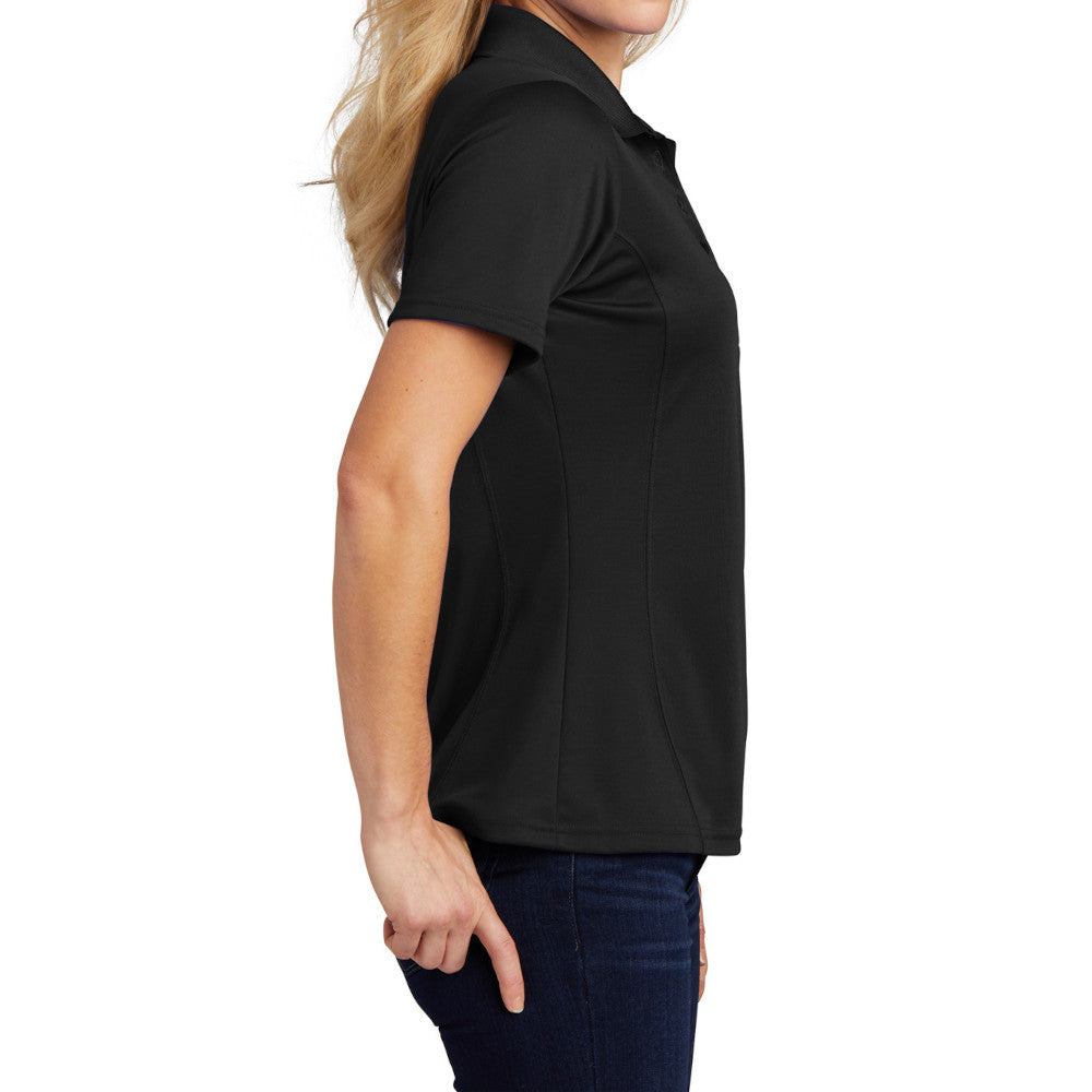 Women's Dry Zone Raglan Accent Polo Moisture-Wicking Odor-Fighting Breathable Performance Shirt-Black