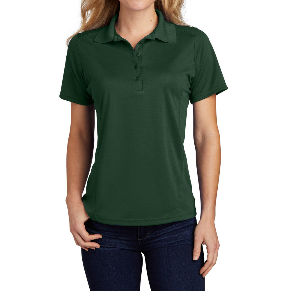 Women's Dry Zone Raglan Accent Polo Moisture-Wicking Odor-Fighting Breathable Performance Shirt-Forest Green