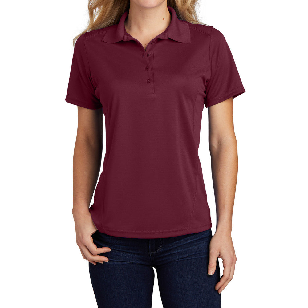 Women's Dry Zone Raglan Accent Polo Moisture-Wicking Odor-Fighting Breathable Performance Shirt-Maroon