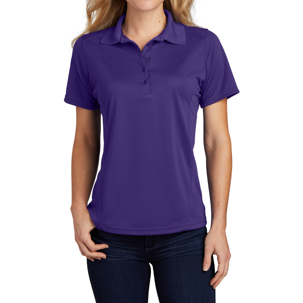 Women's Dry Zone Raglan Accent Polo Moisture-Wicking Odor-Fighting Breathable Performance Shirt-Purple