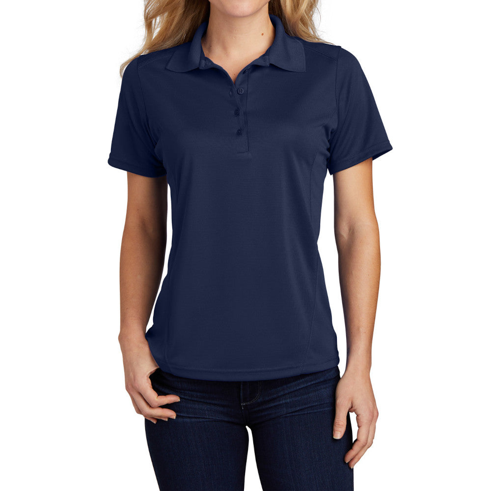 Women's Dry Zone Raglan Accent Polo Moisture-Wicking Odor-Fighting Breathable Performance Shirt-True Navy