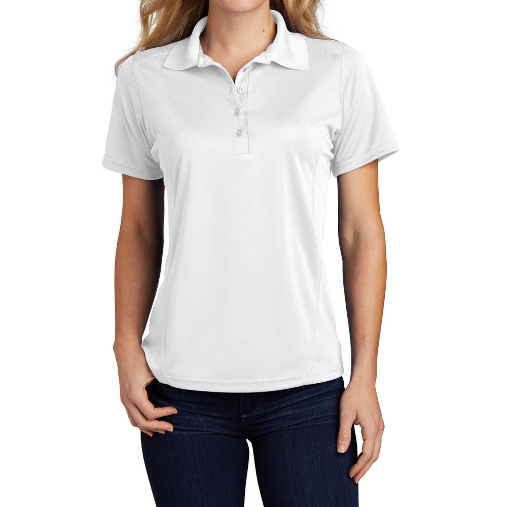 Women's Dry Zone Raglan Accent Polo Moisture-Wicking Odor-Fighting Breathable Performance Shirt-White
