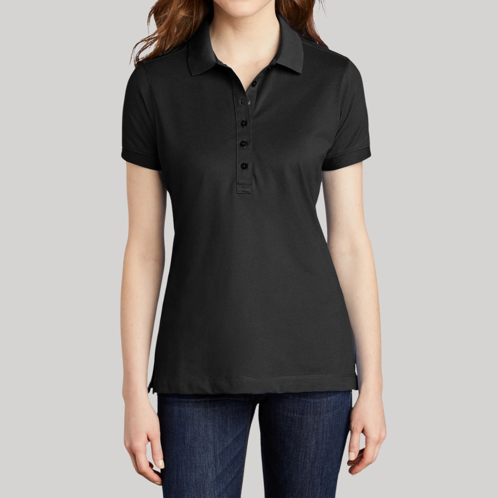 Women's Casual Short Sleeve Stretch Pique Moisture-Wicking Polo Shirt
