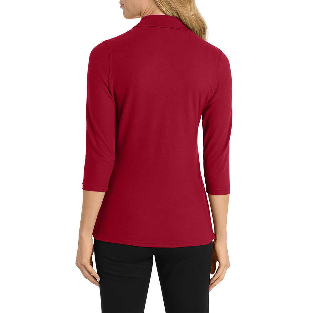 Mafoose Women's Soft Silk Touch 3/4-Sleeve Classic Polo Top Red