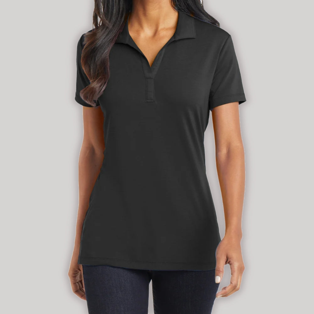 Women's Short Sleeve Cotton Touch Stretch Performance Y-neck Polo Shirt