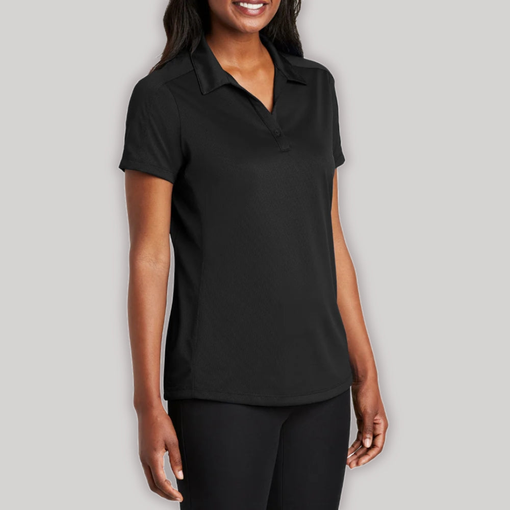 Women's Short Sleeve Diamond Jacquard Moisture-Wicking Polo Shirt