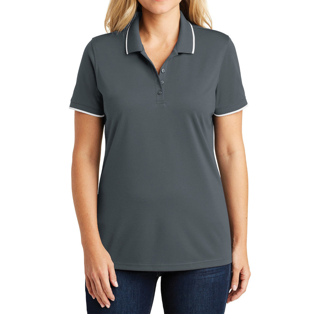 Women's Dry Zone UV Micro-Mesh Tipped Polo-Graphite/ White