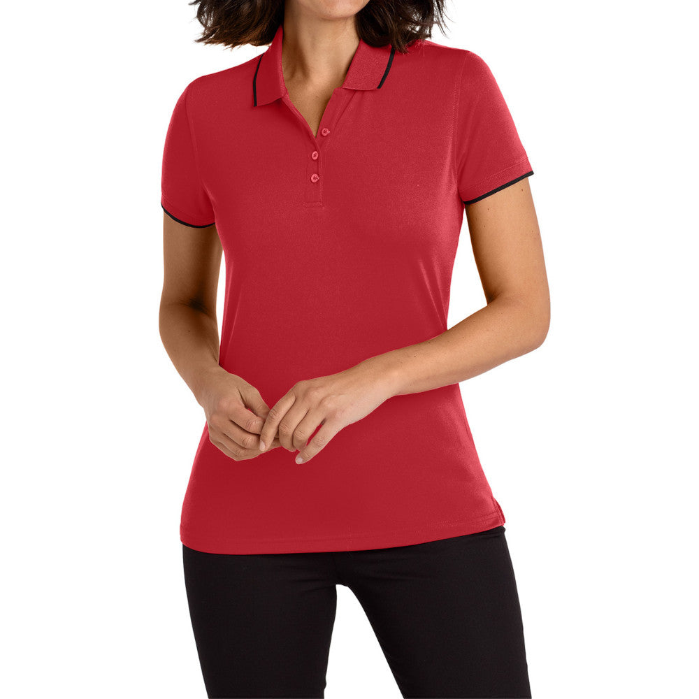 Women's Dry Zone UV Micro-Mesh Tipped Polo-Rich Red/ Deep Black