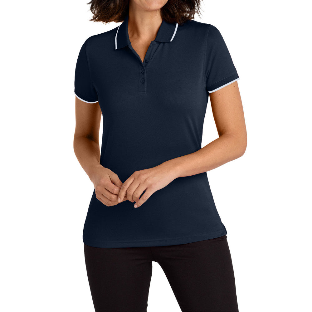 Women's Dry Zone UV Micro-Mesh Tipped Polo-River Blue Navy/ White