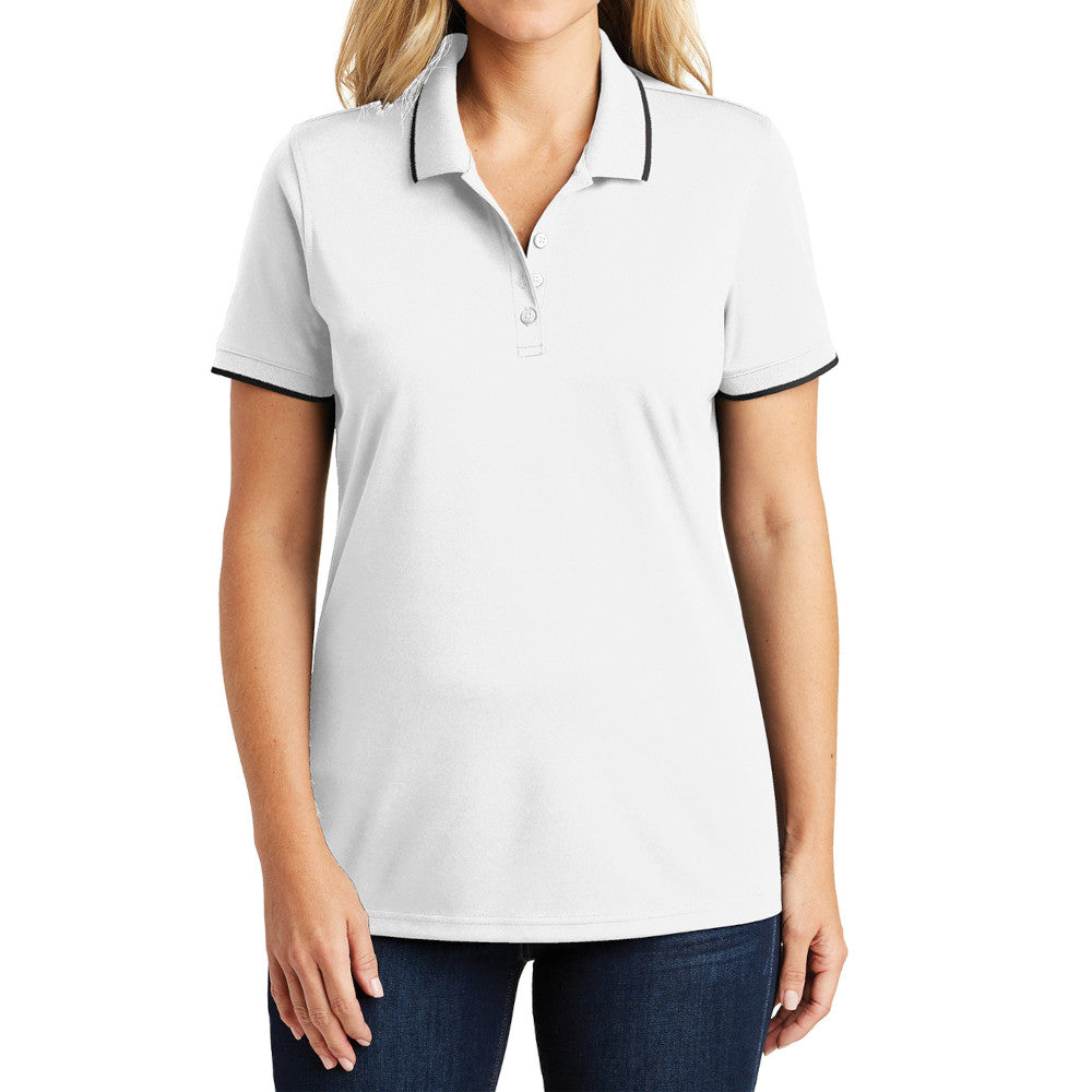Women's Dry Zone UV Micro-Mesh Tipped Polo-White/ Deep Black