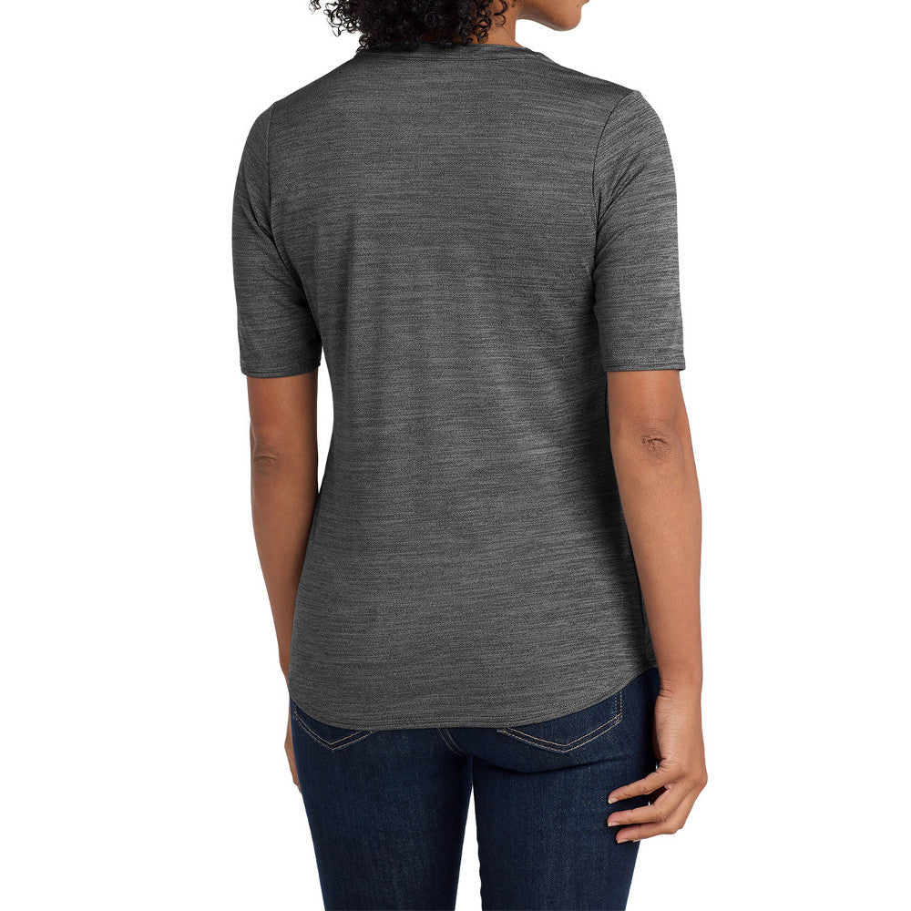 Women's Stretch Heather Moisture Wicking Open Neck Top