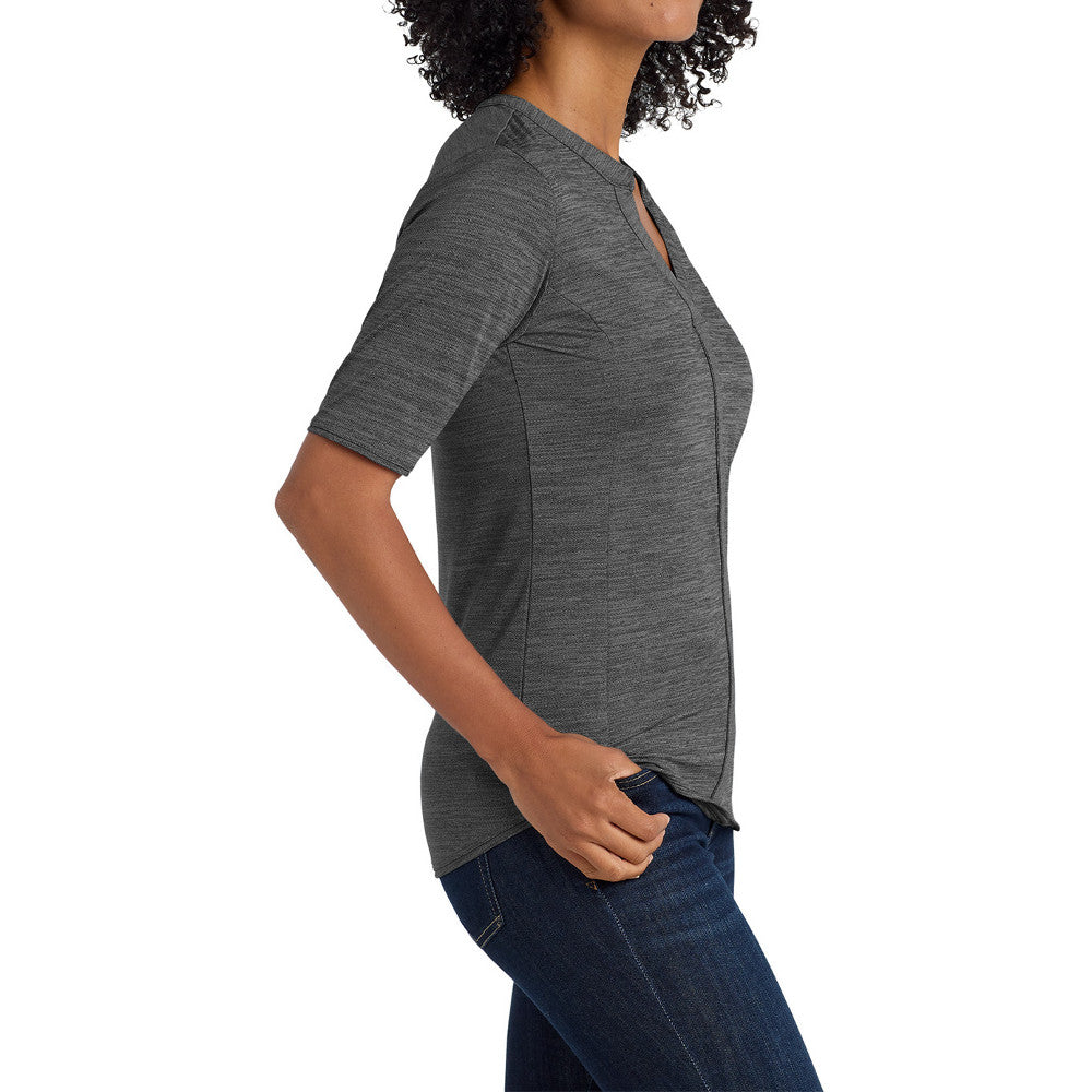 Women's Stretch Heather Moisture Wicking Open Neck Top
