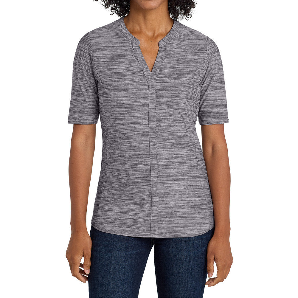 Women's Stretch Heather Moisture Wicking Open Neck Top