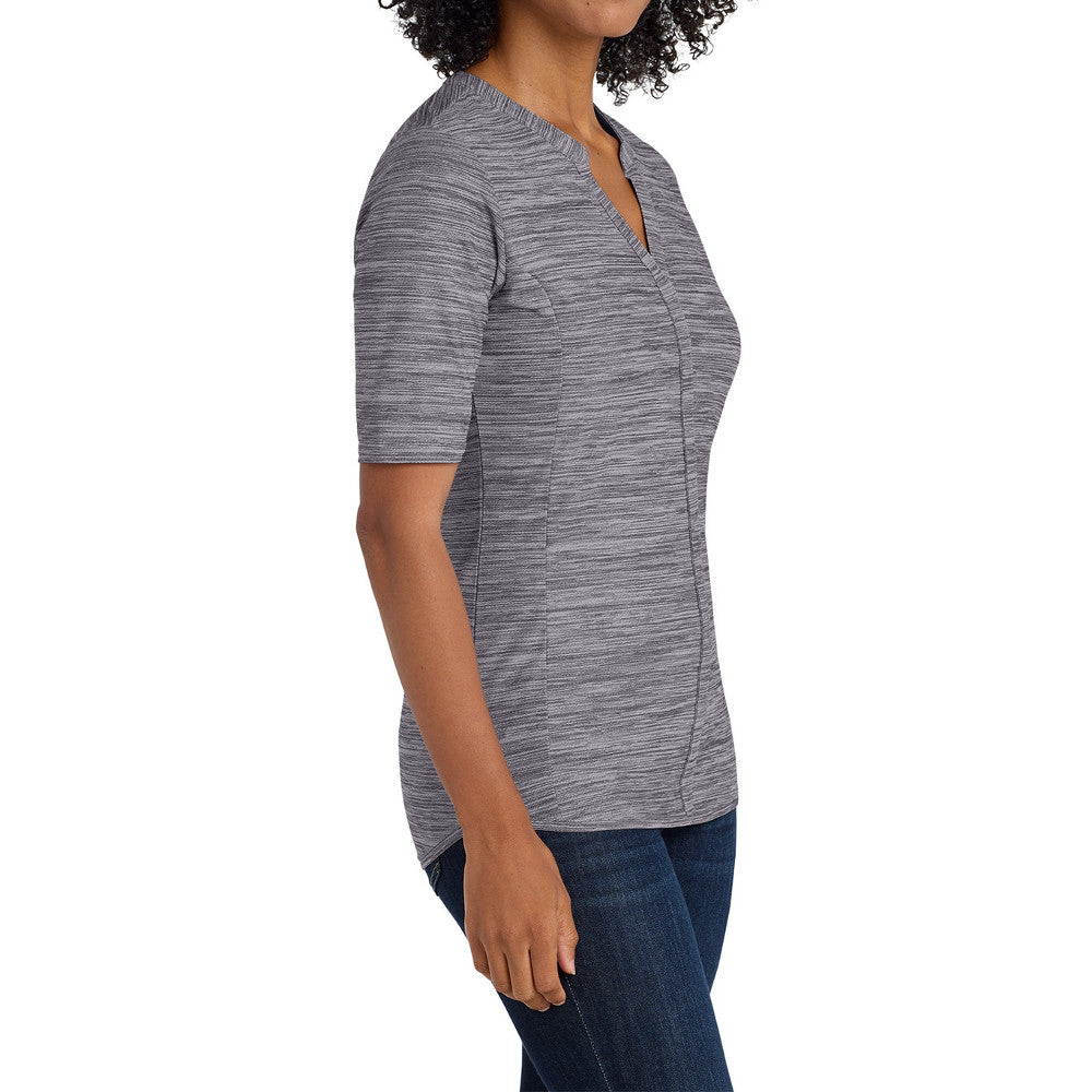 Women's Stretch Heather Moisture Wicking Open Neck Top