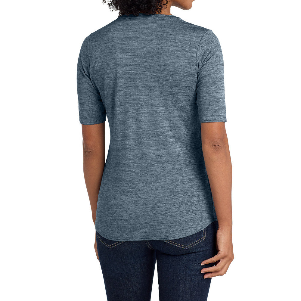 Women's Stretch Heather Moisture Wicking Open Neck Top