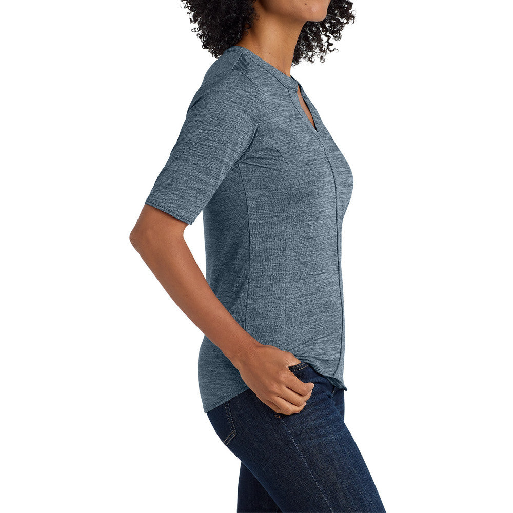 Women's Stretch Heather Moisture Wicking Open Neck Top