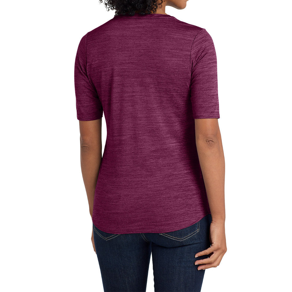 Women's Stretch Heather Moisture Wicking Open Neck Top