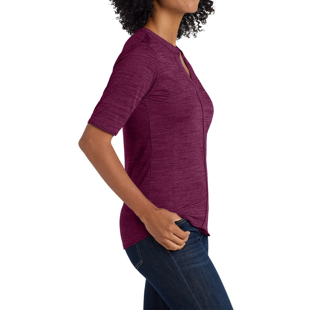 Women's Stretch Heather Moisture Wicking Open Neck Top