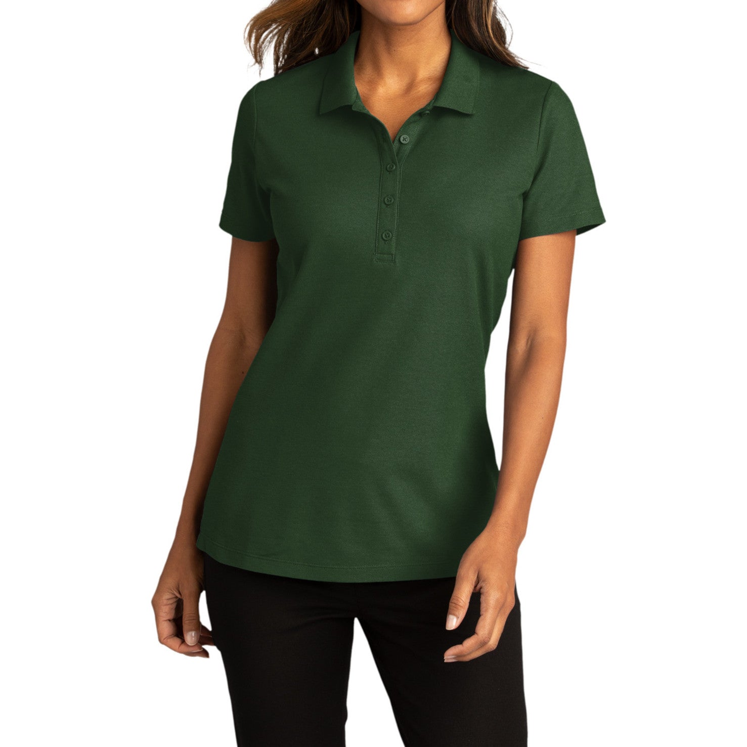 Womens Short Sleeve Easy Care SuperPro React Polo Shirt-Dark Green