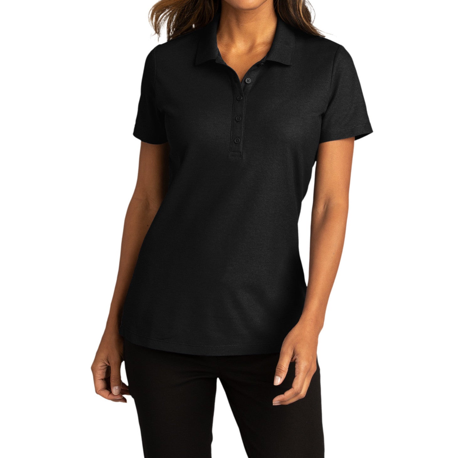 Womens Short Sleeve Easy Care SuperPro React Polo Shirt-Deep Black