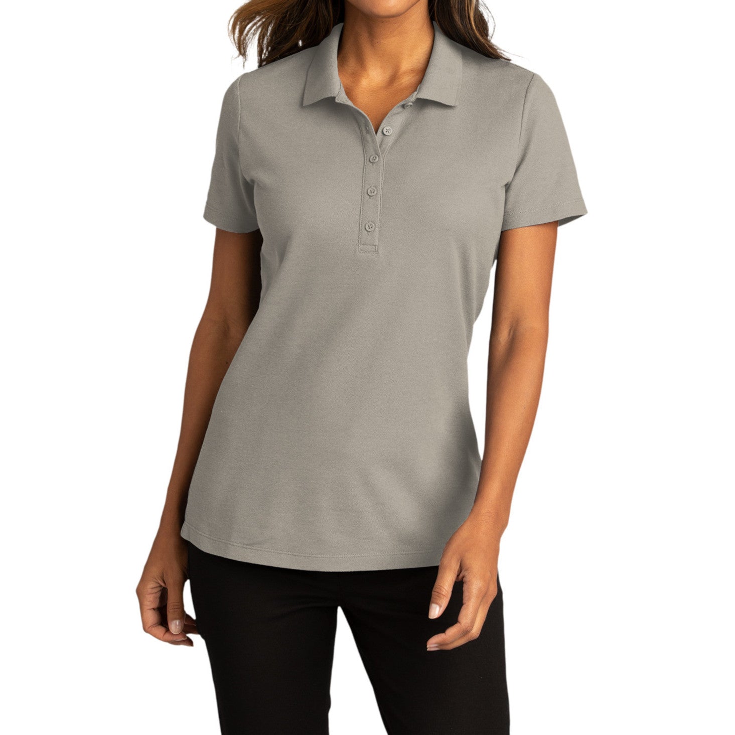 Womens Short Sleeve Easy Care SuperPro React Polo Shirt-Gusty Grey