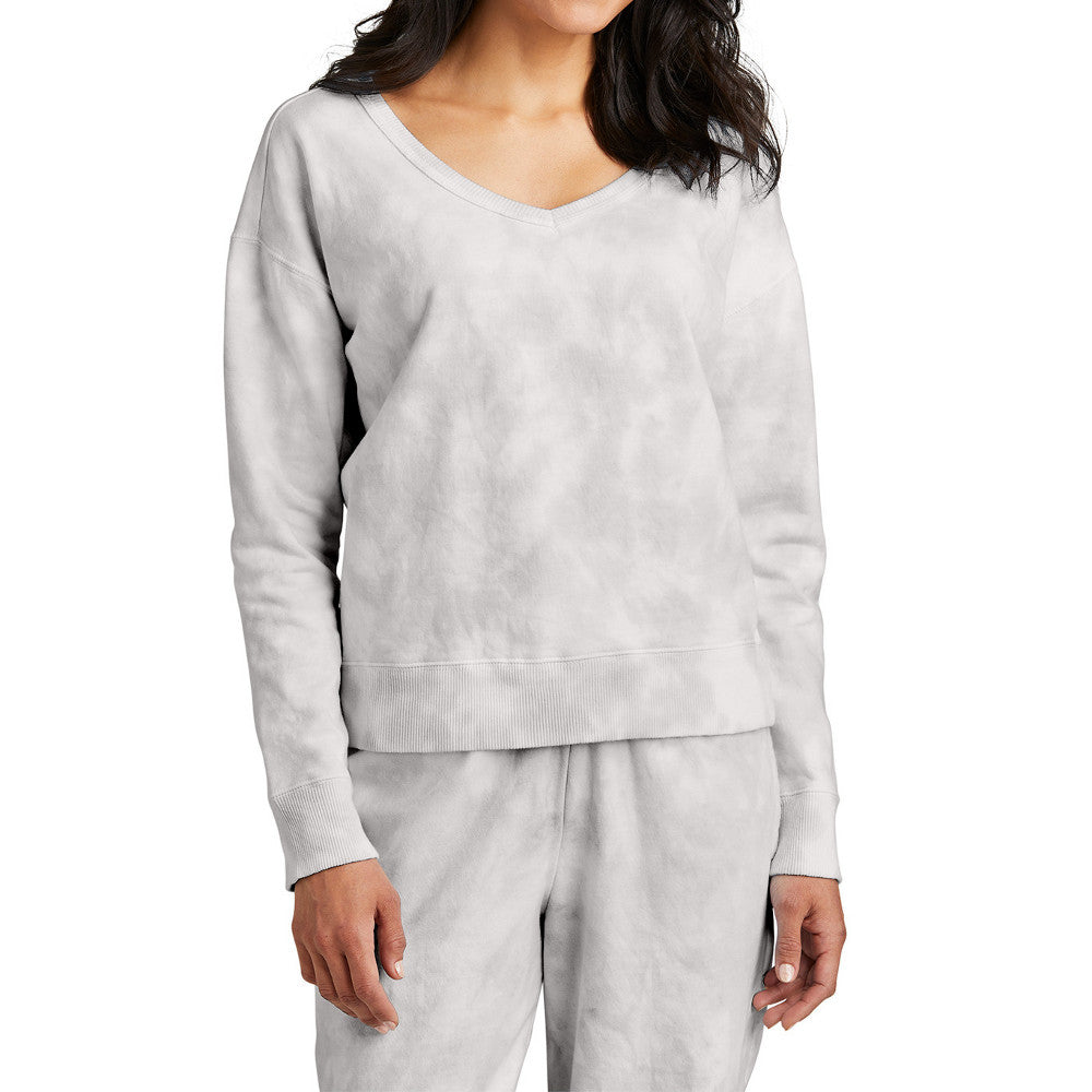 Women's Beach Wash Cloud Ultra-Soft Tie-Dye Pattern V-Neck Sweatshirt