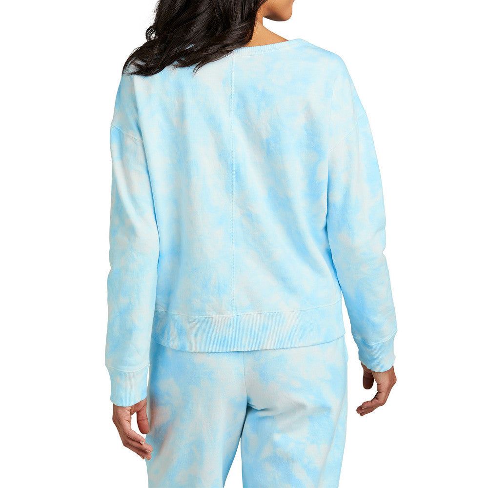 Women's Beach Wash Cloud Ultra-Soft Tie-Dye Pattern V-Neck Sweatshirt
