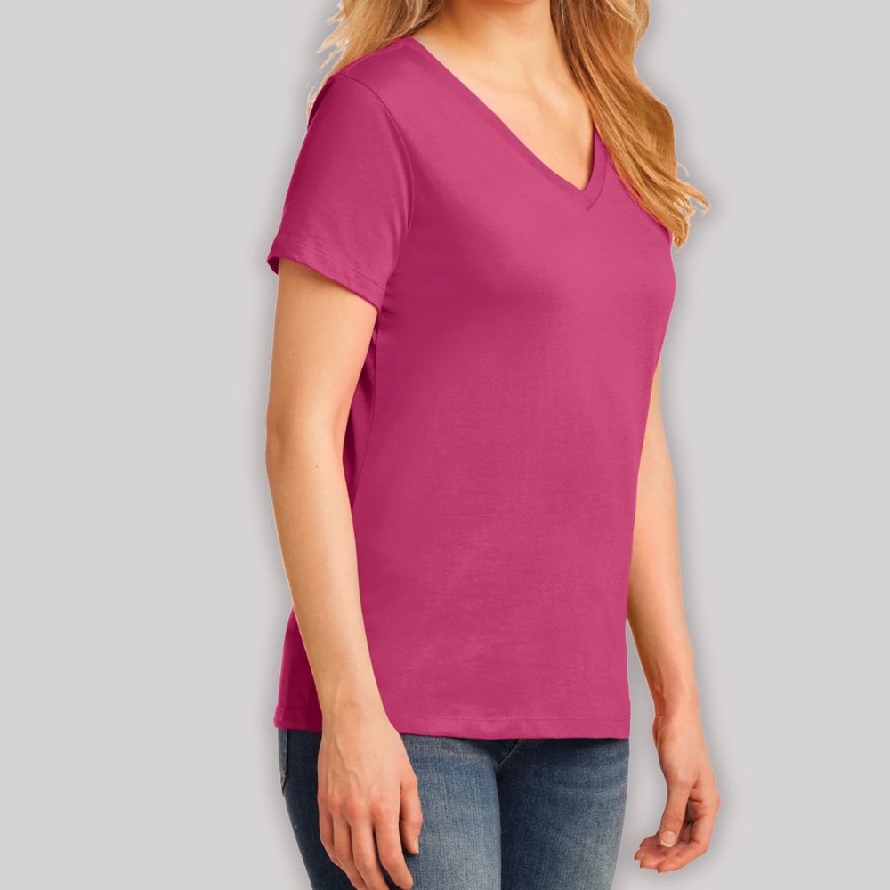 Women's Short Sleeve Core Cotton Budget Friendly V-Neck T-Shirt