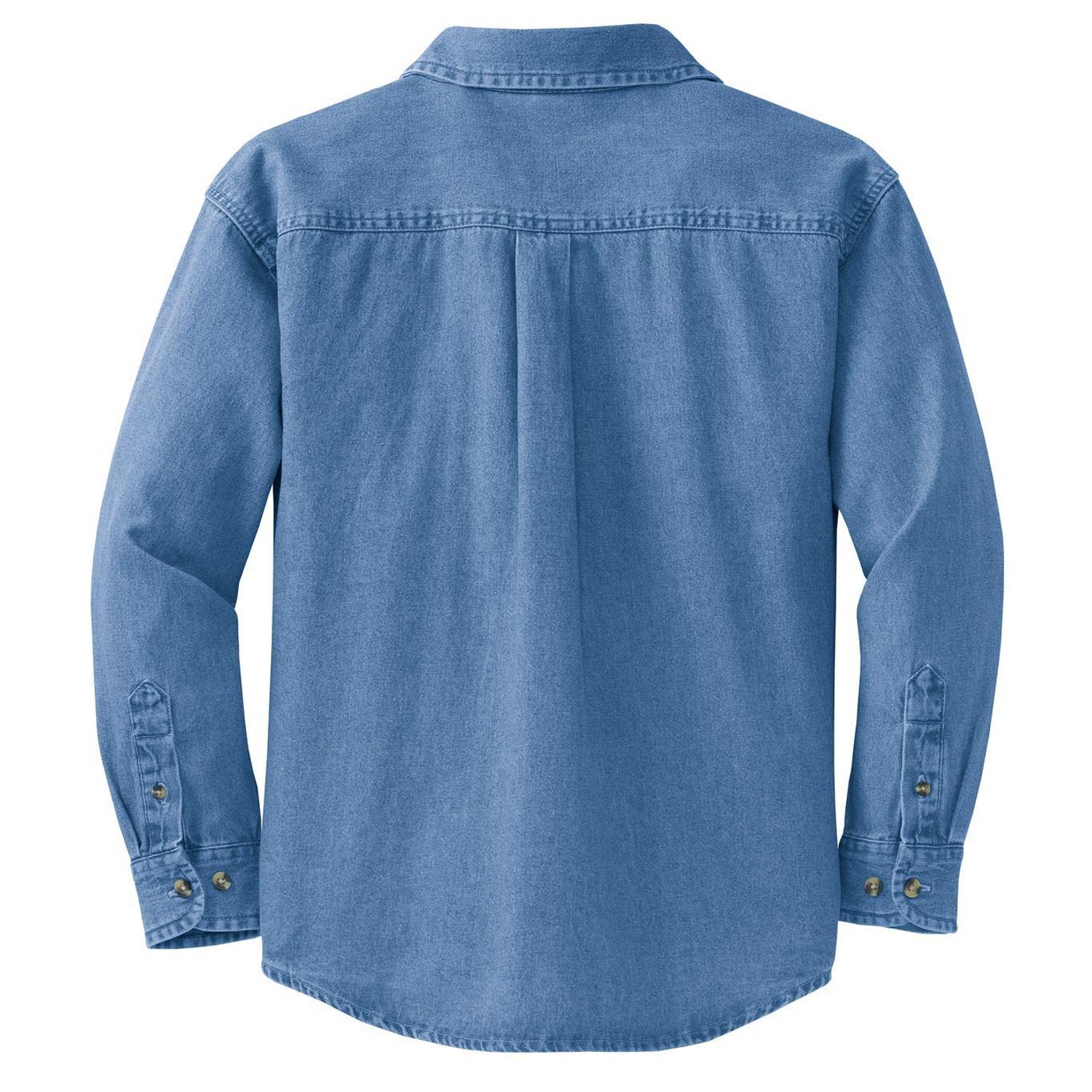 YEL oose Women's Long Sleeve Value Denim Shirt Faded Blue-Back