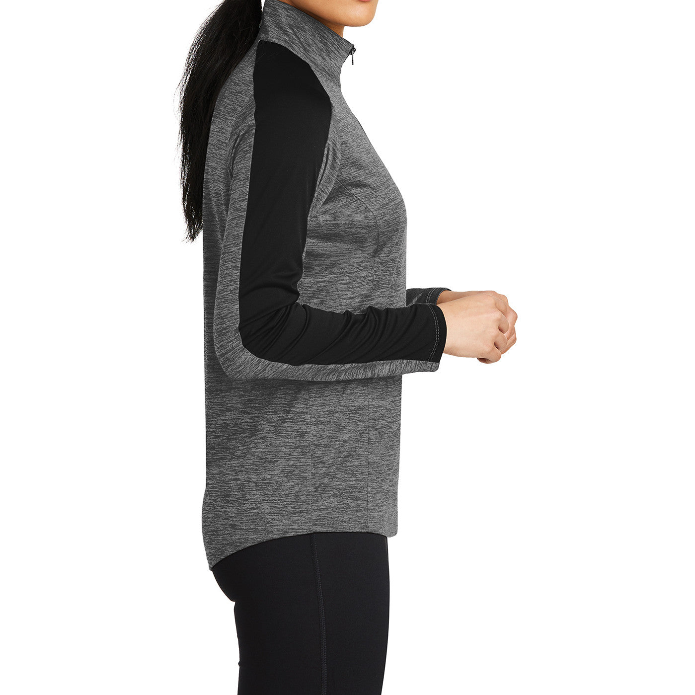 PosiCharge Electric Heather Colorblock 1/4-Zip Pullover- Grey-Black Electric-Black
