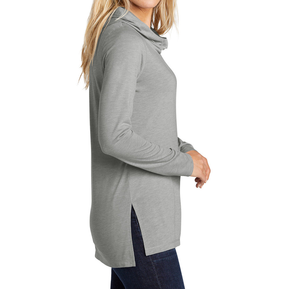Ladies Moisture-Wicking, Soft, and Color-Locking Performance PosiCharge Tri-Blend Wicking Long Sleeve Hoodie-Light Grey Heather