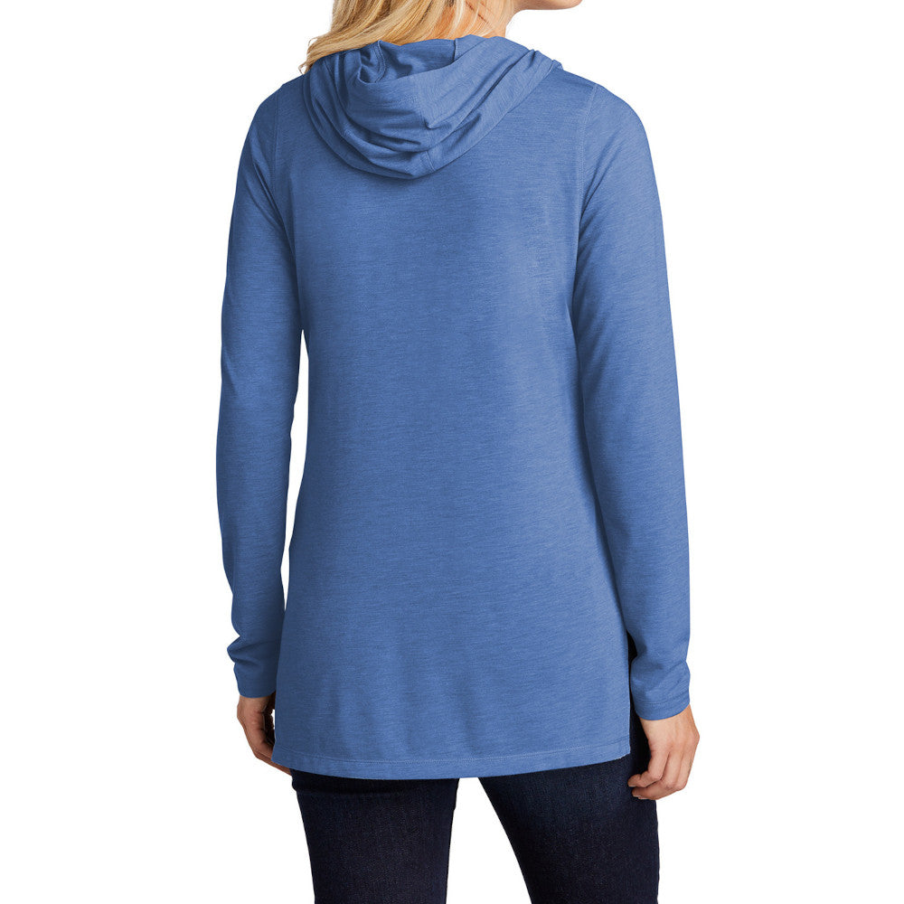 Ladies Moisture-Wicking, Soft, and Color-Locking Performance PosiCharge Tri-Blend Wicking Long Sleeve Hoodie-True Royal Heather