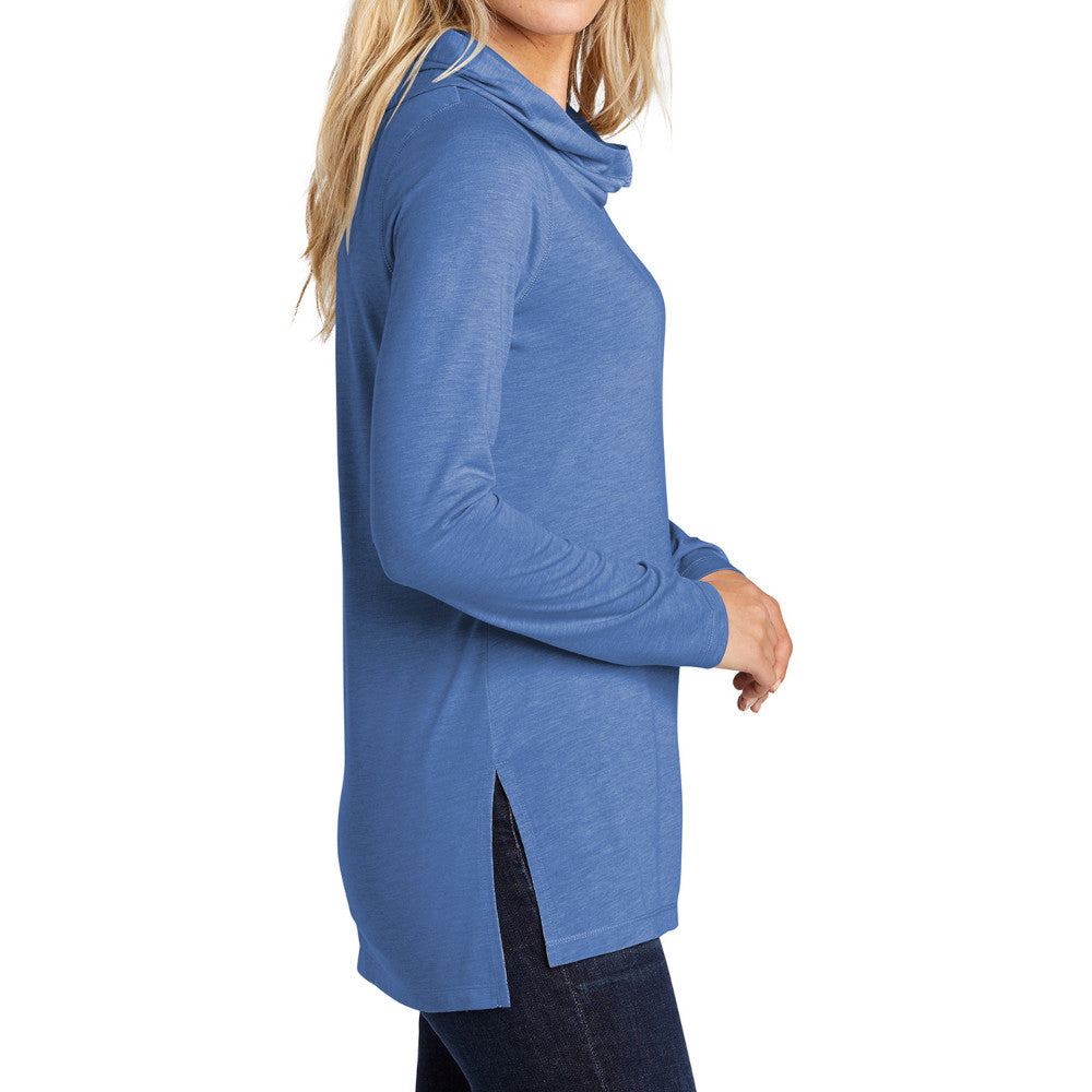 Ladies Moisture-Wicking, Soft, and Color-Locking Performance PosiCharge Tri-Blend Wicking Long Sleeve Hoodie-True Royal Heather
