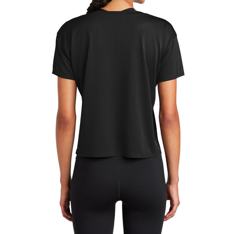 Women's PosiCharge Draft Crop Tee Moisture-Wicking Open-Mesh Cropped Fit-Black