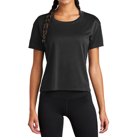 Women's PosiCharge Draft Crop Tee Moisture-Wicking Open-Mesh Cropped Fit-Black