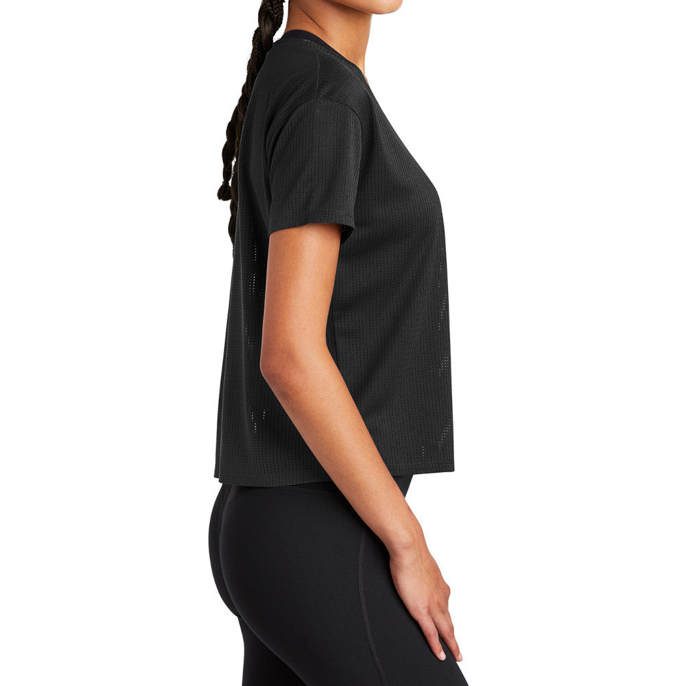 Women's PosiCharge Draft Crop Tee Moisture-Wicking Open-Mesh Cropped Fit-Black