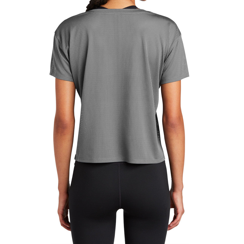 Women's PosiCharge Draft Crop Tee Moisture-Wicking Open-Mesh Cropped Fit-Dark Grey