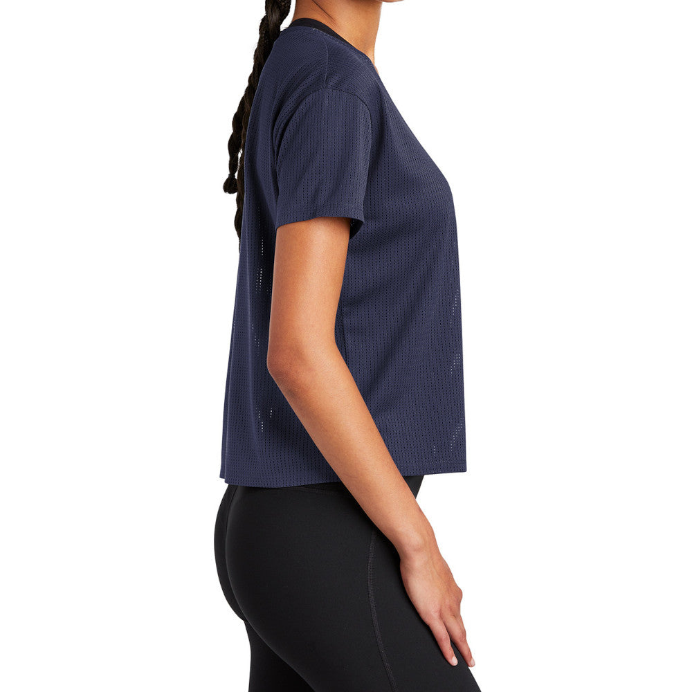 Women's PosiCharge Draft Crop Tee Moisture-Wicking Open-Mesh Cropped Fit-True Navy