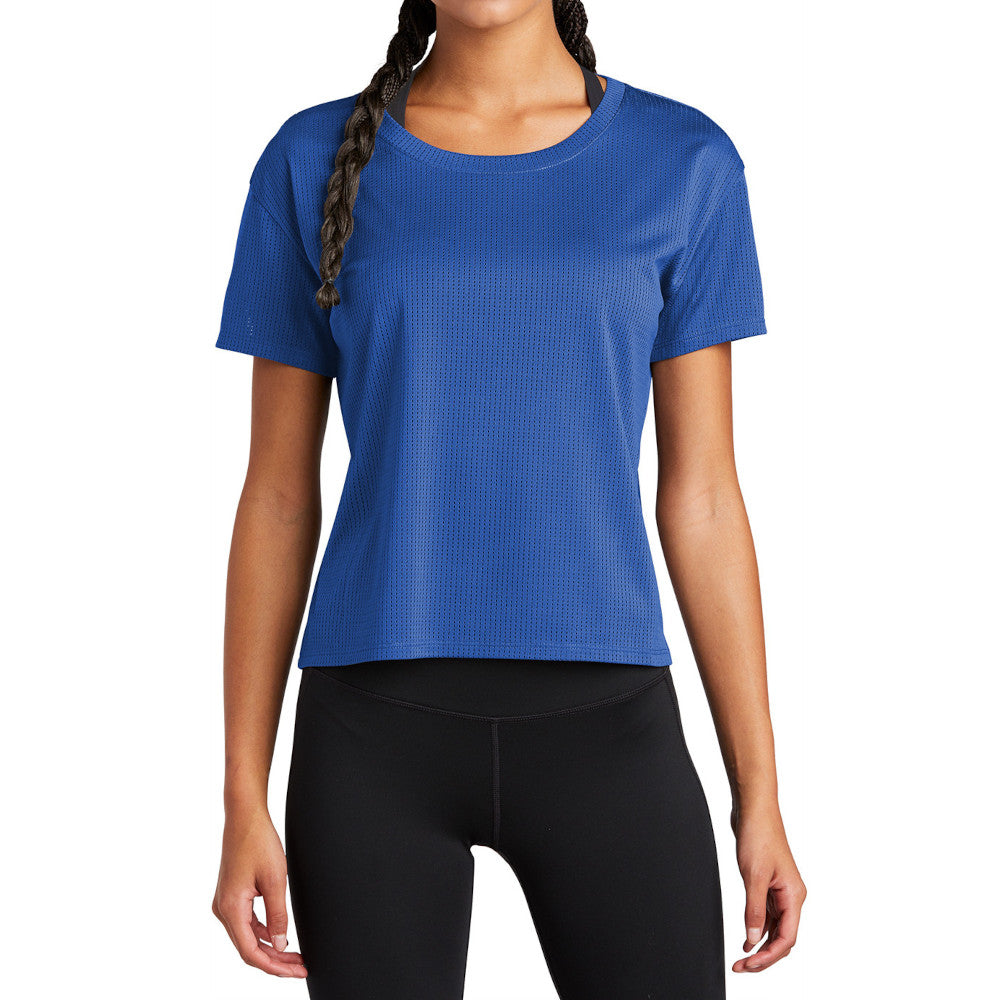 Women's PosiCharge Draft Crop Tee Moisture-Wicking Open-Mesh Cropped Fit-True Royal