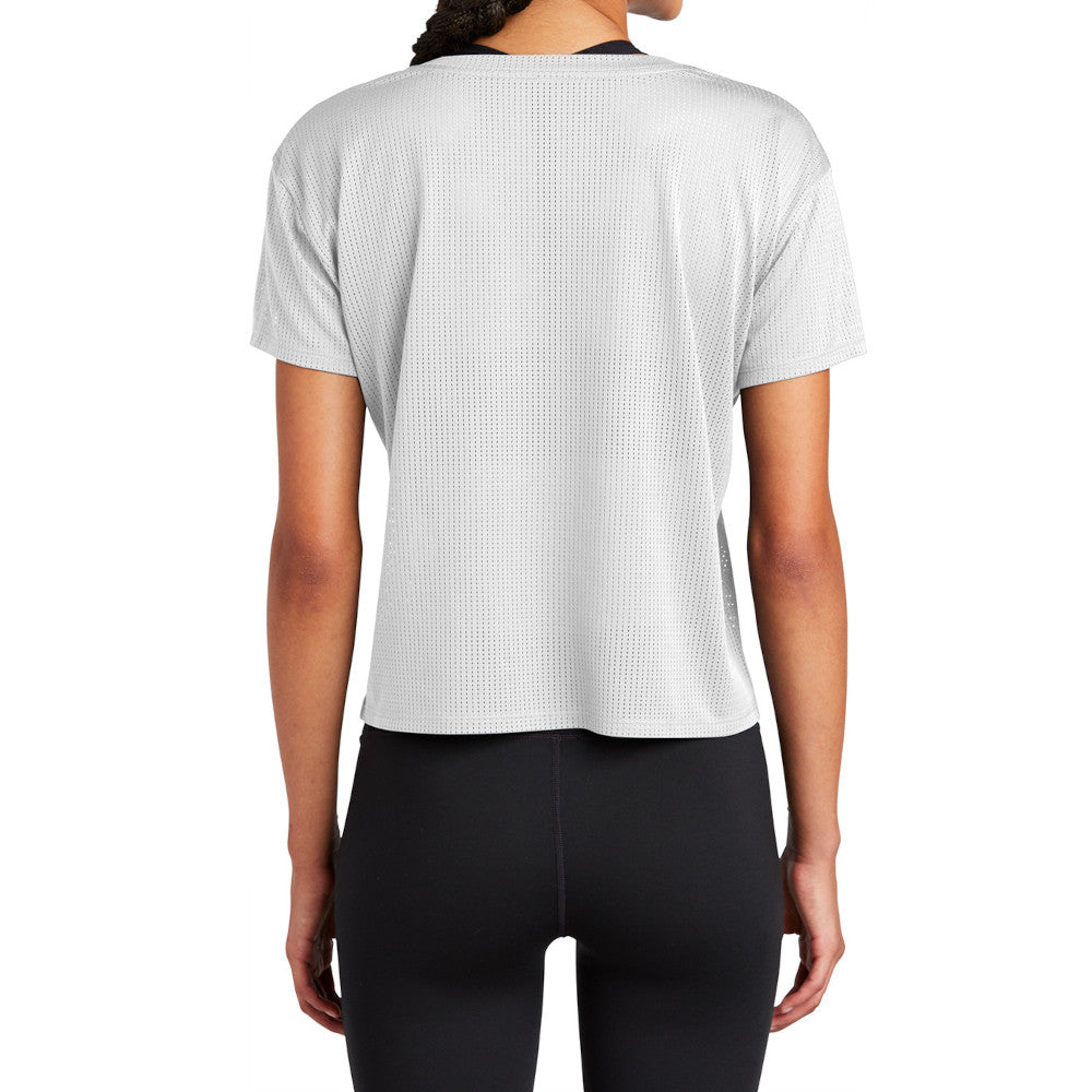 Women's PosiCharge Draft Crop Tee Moisture-Wicking Open-Mesh Cropped Fit-White
